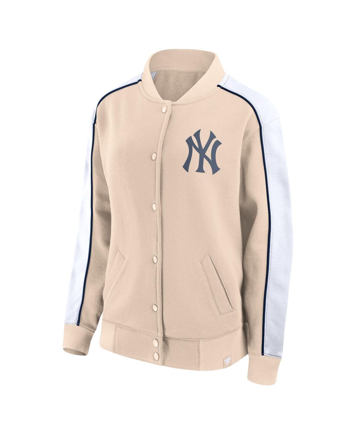 Shop Fanatics Women's  Tan New York Yankees Luxe Lounge Full-snap Jacket