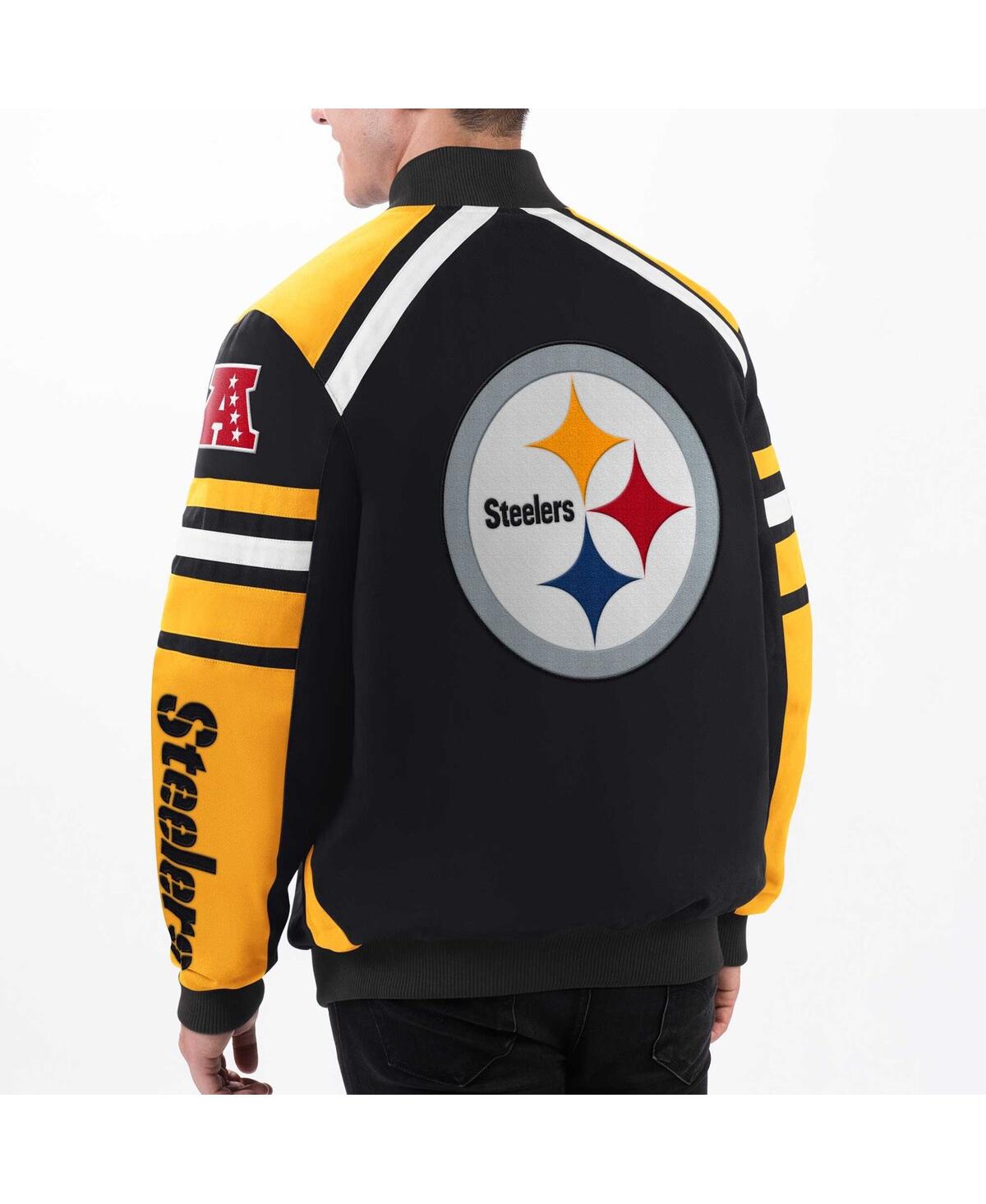 Shop G-iii Sports By Carl Banks Men's  Black Pittsburgh Steelers Power Forward Racing Full-snap Jacket