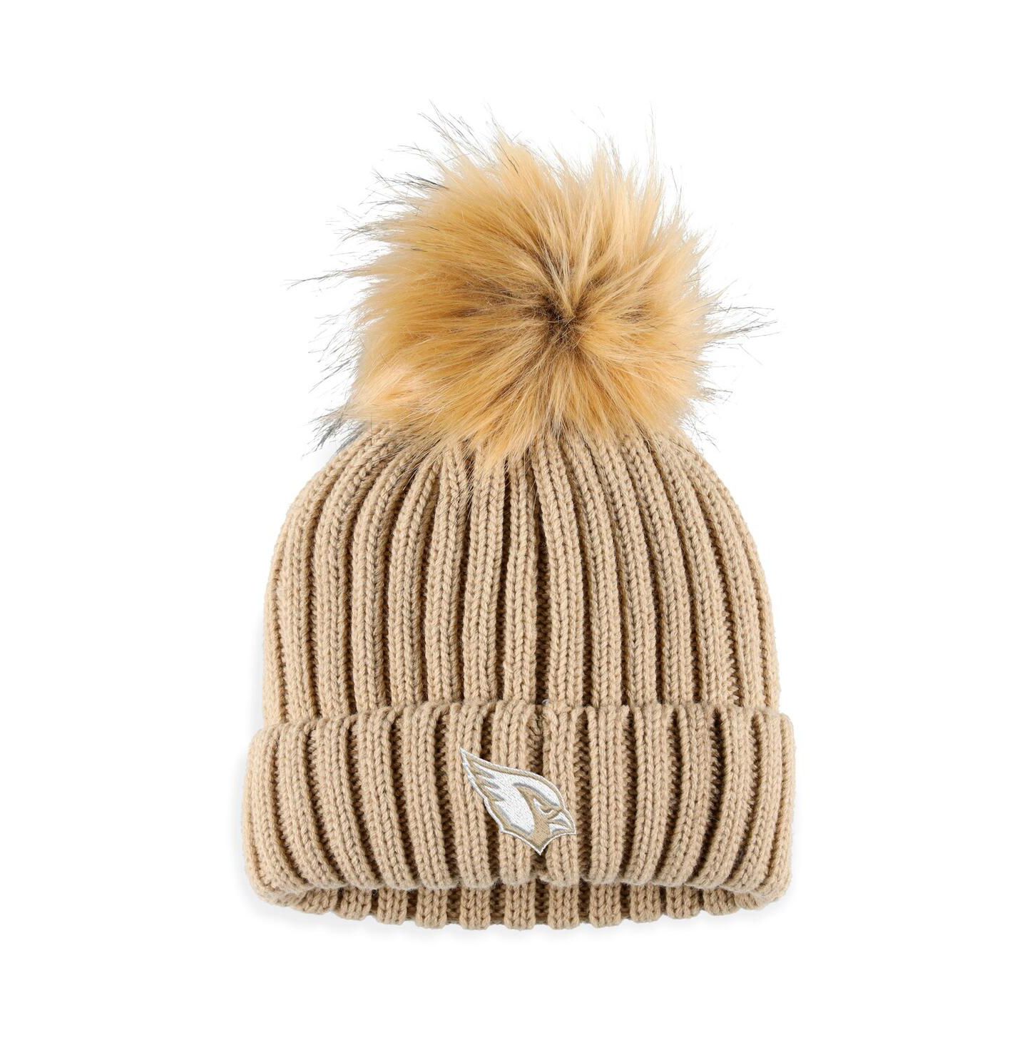 Женская шапка WEAR by Erin Andrews Natural Arizona Cardinals Neutral Cuffed Knit Hat with Pom — фото 1