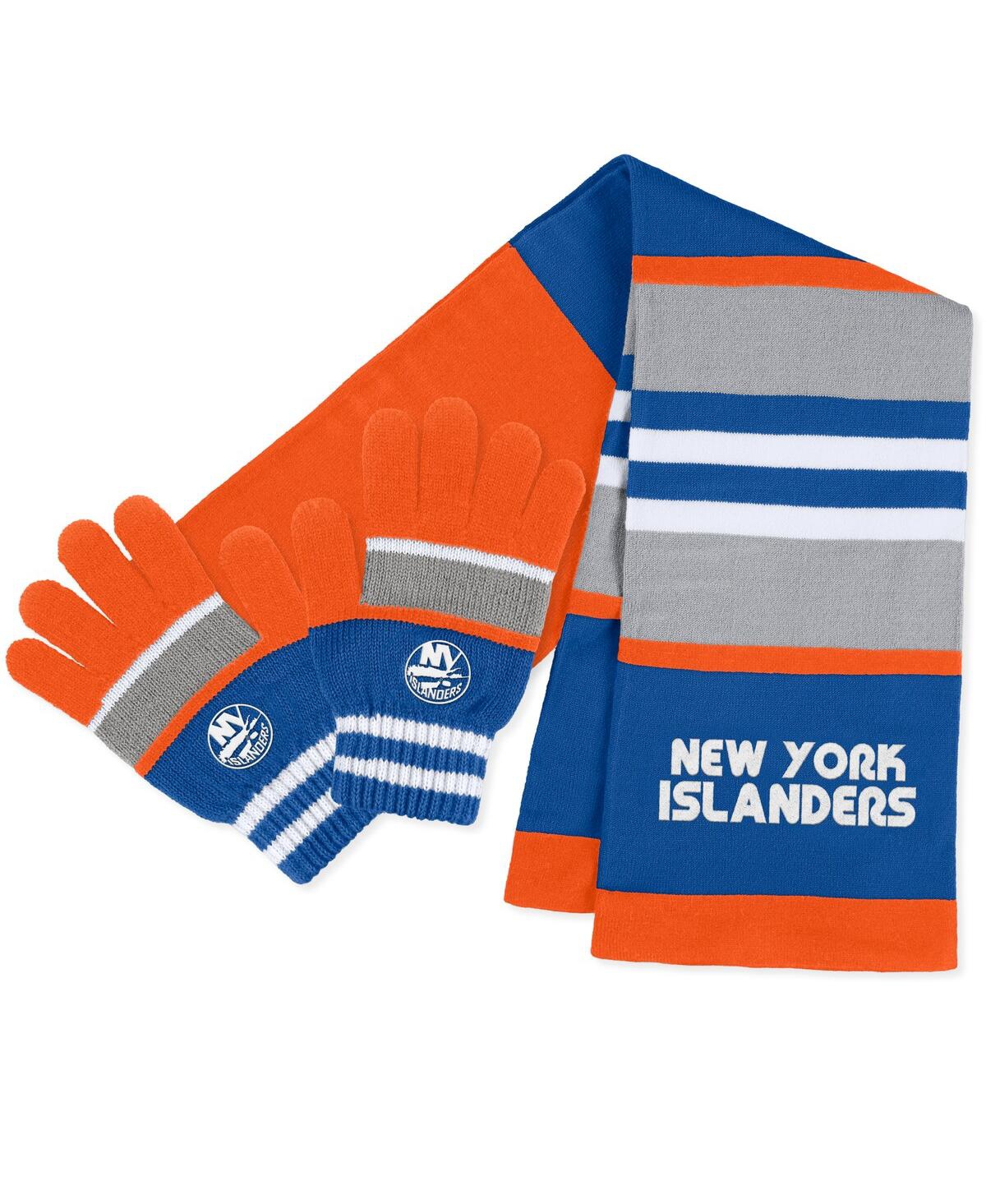 Wear By Erin Andrews Women's  New York Islanders Stripe Glove And Scarf Set In Multi