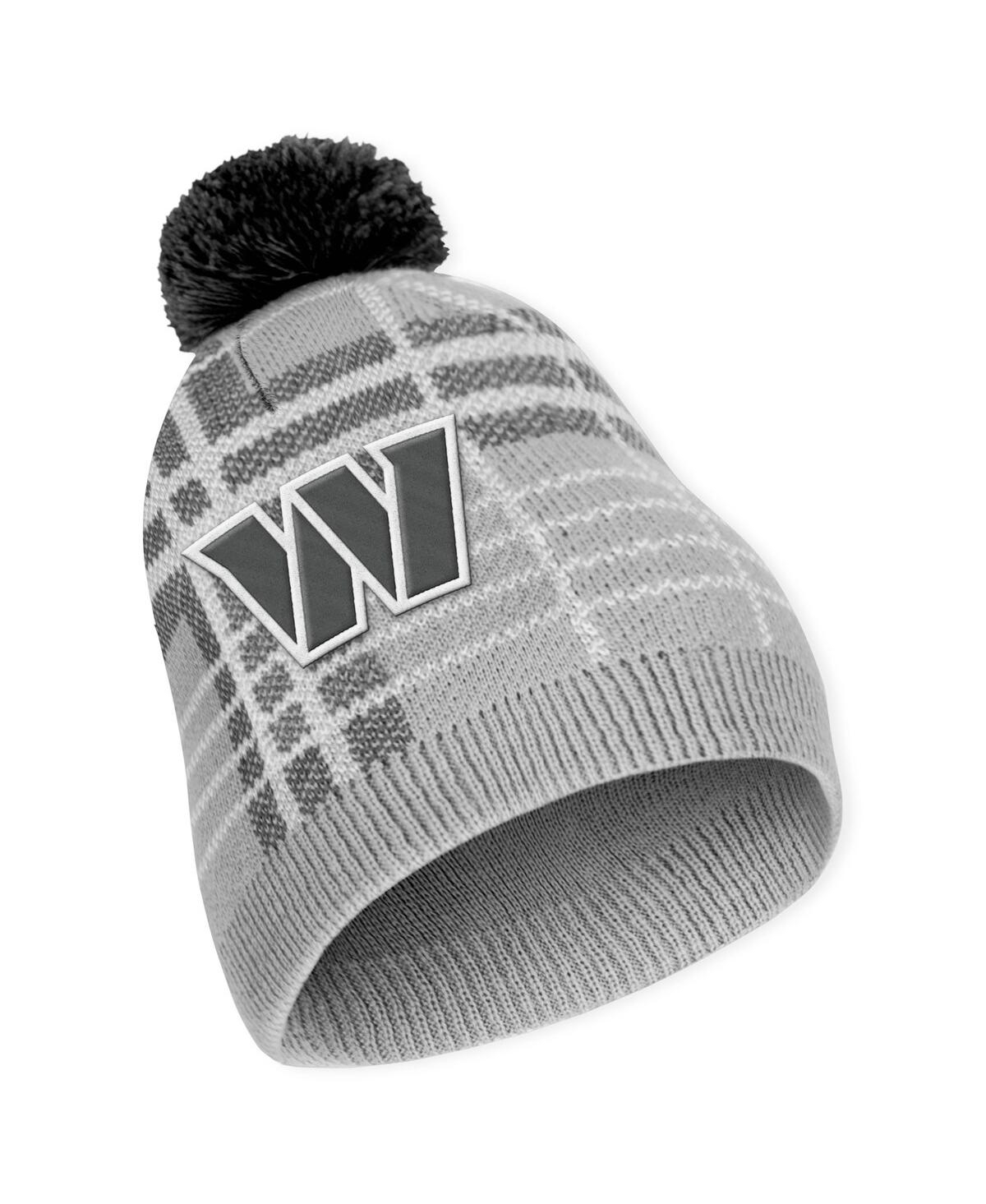 Shop Wear By Erin Andrews Women's  Washington Commanders Plaid Knit Hat With Pom And Scarf Set In Gray