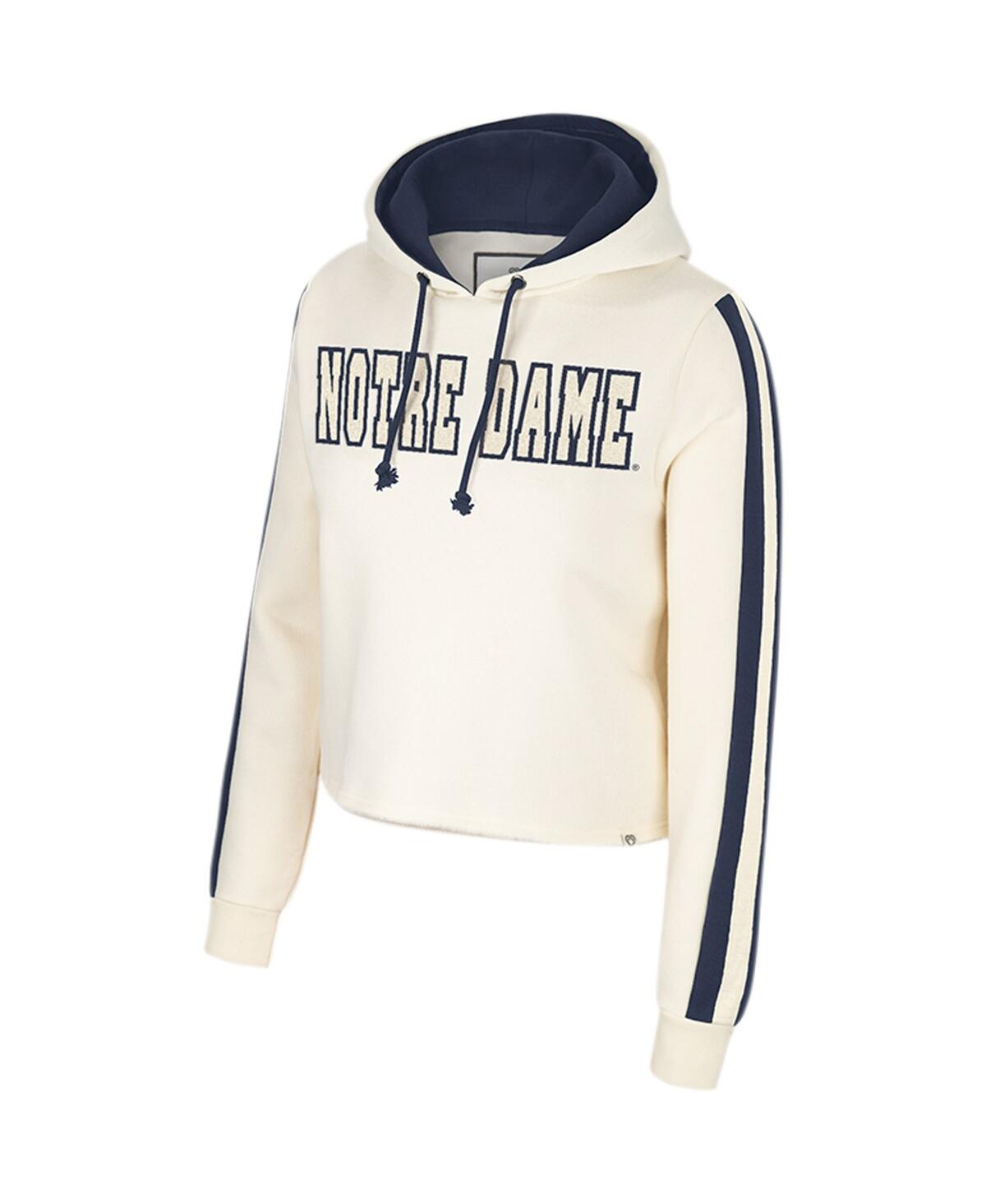 Shop Colosseum Women's  Cream Notre Dame Fighting Irish Perfect Date Cropped Pullover Hoodie