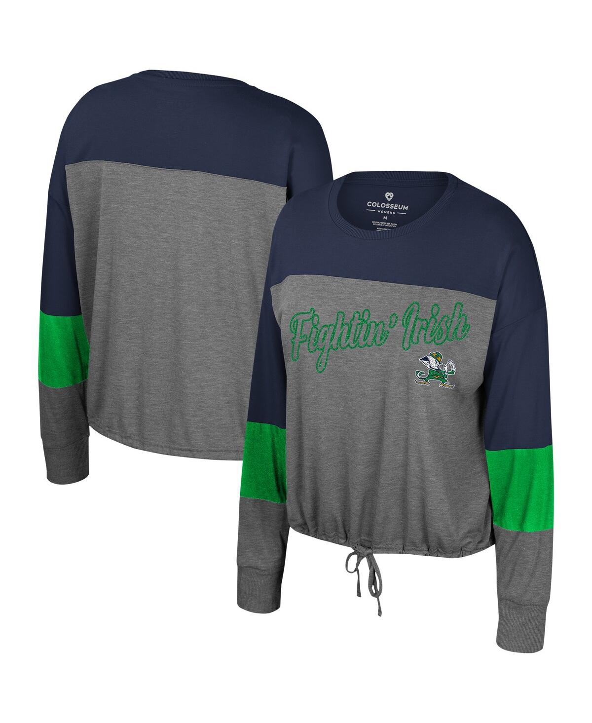 Colosseum Women's  Gray Notre Dame Fighting Irish Twinkle Lights Tie Front Long Sleeve T-shirt