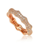 Suzy Levian Sterling Silver Cubic Zirconia Bamboo Eternity Band Ring - Rose gold