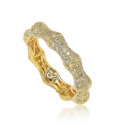 Suzy Levian Sterling Silver Cubic Zirconia Bamboo Eternity Band Ring - Gold