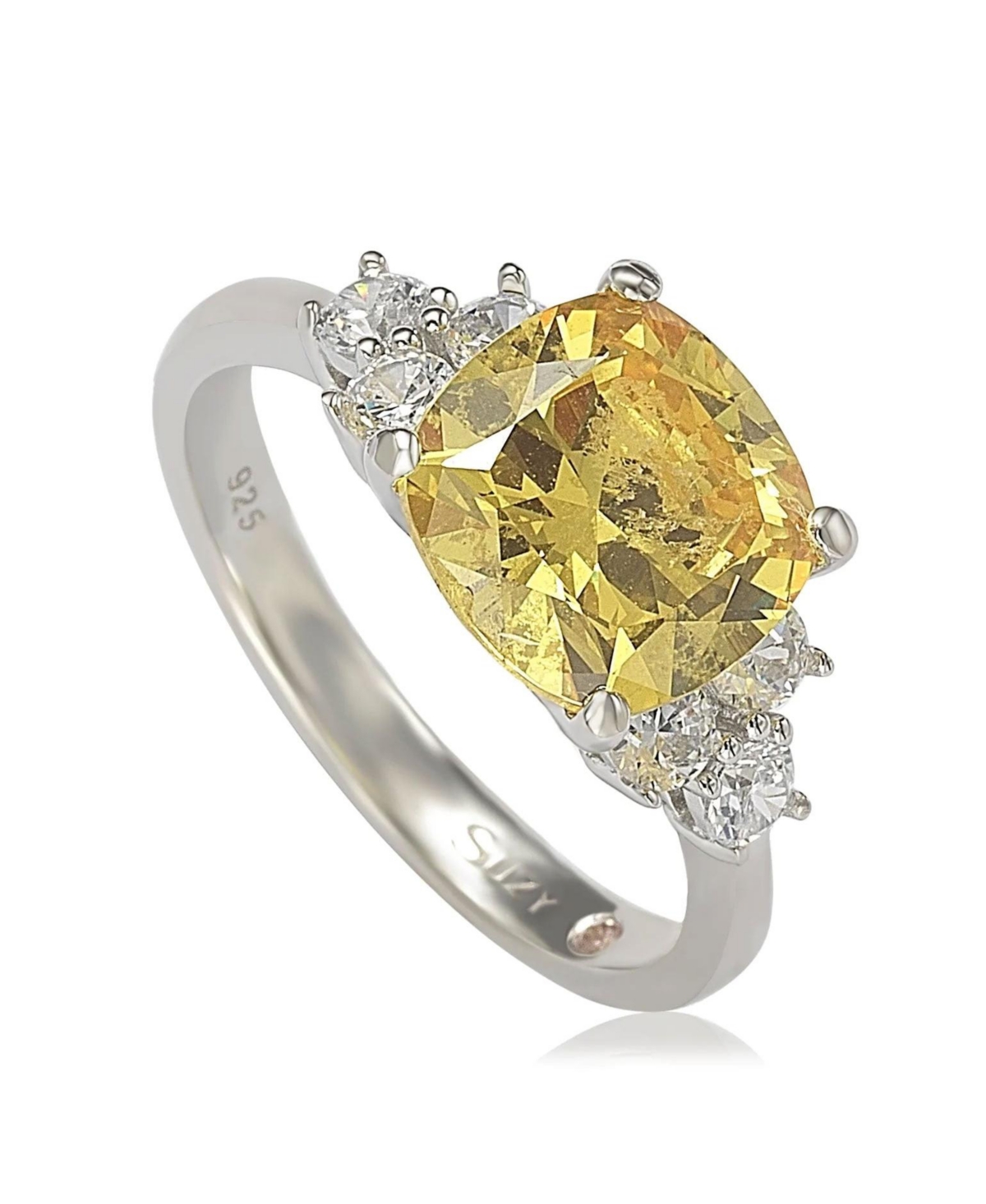 Suzy Levian Sterling Silver Yellow Cubic Zirconia Engagement Ring - Yellow
