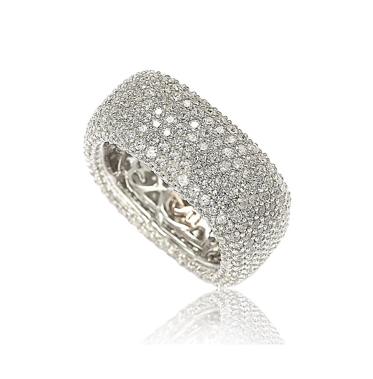 Suzy Levian Sterling Silver Cubic Zirconia Square Pave Eternity Ring - Blackened