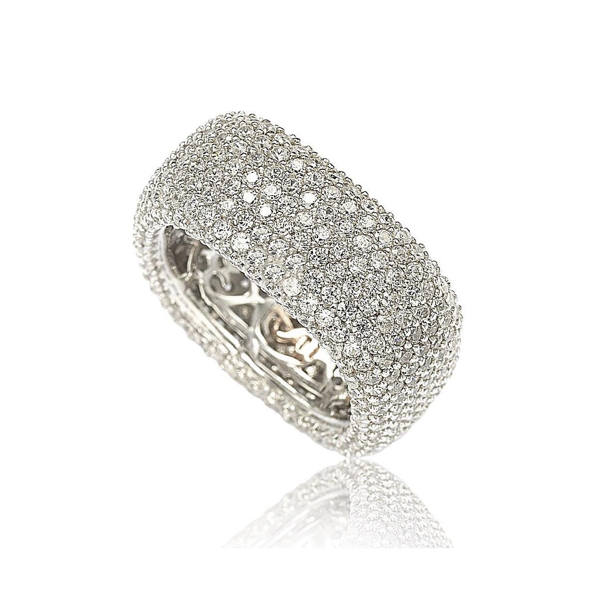 Украшения Suzy Levian New York Suzy Levian Sterling Silver Cubic Zirconia Square Pave Eternity Ring — фото 1
