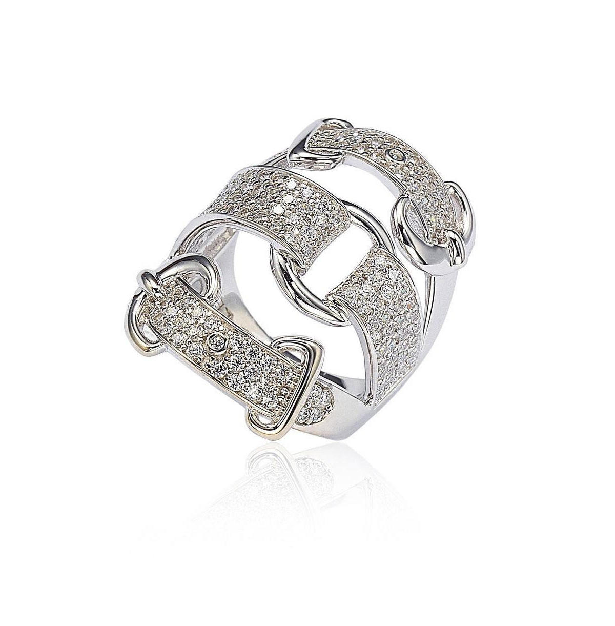 Suzy Levian New York Suzy Levian Sterling Silver Cubic Zirconia Triple Buckle Ring
