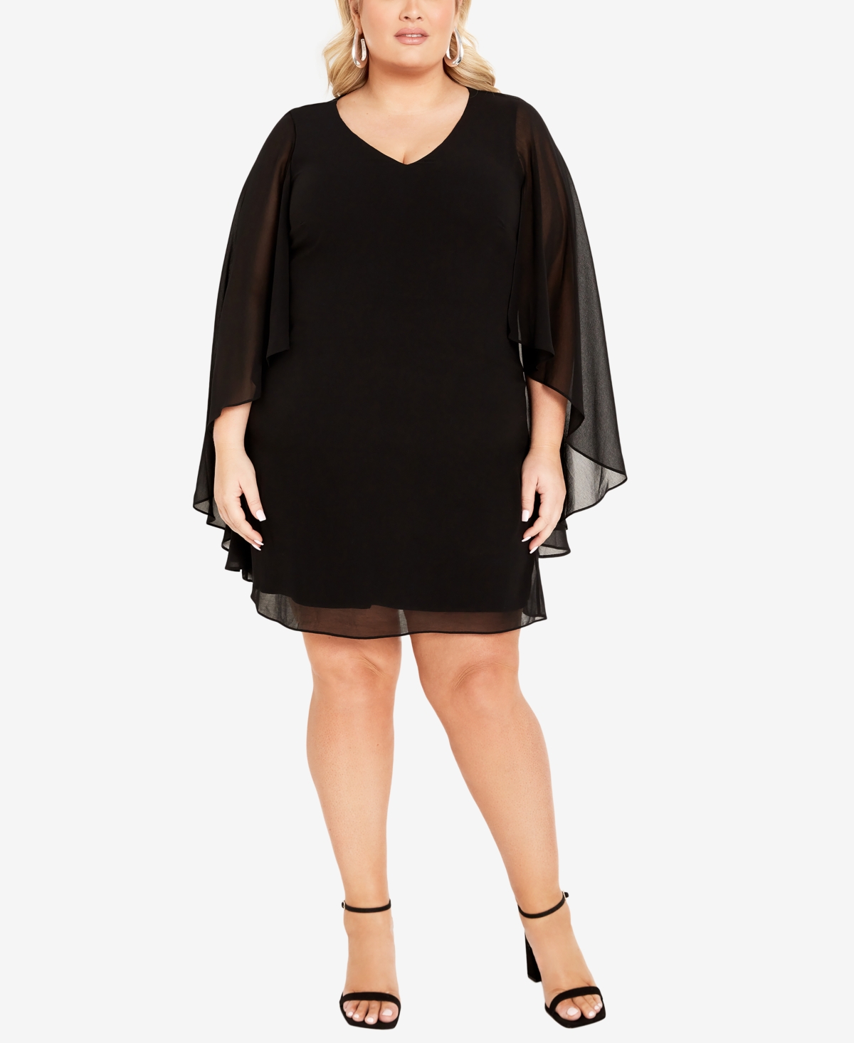 Avenue Plus Size Nina Cape Shift Mini Dress In Black
