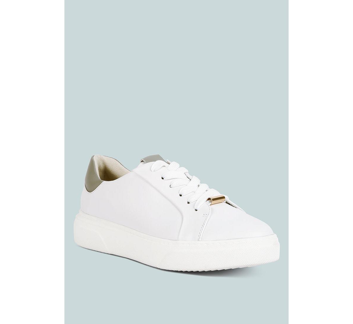 Schick Womens Lace Up Leather Sneakers - Grey