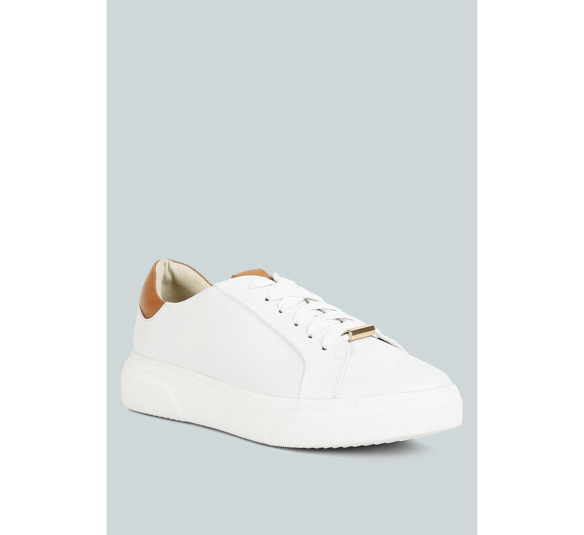 Schick Womens Lace Up Leather Sneakers - Tan