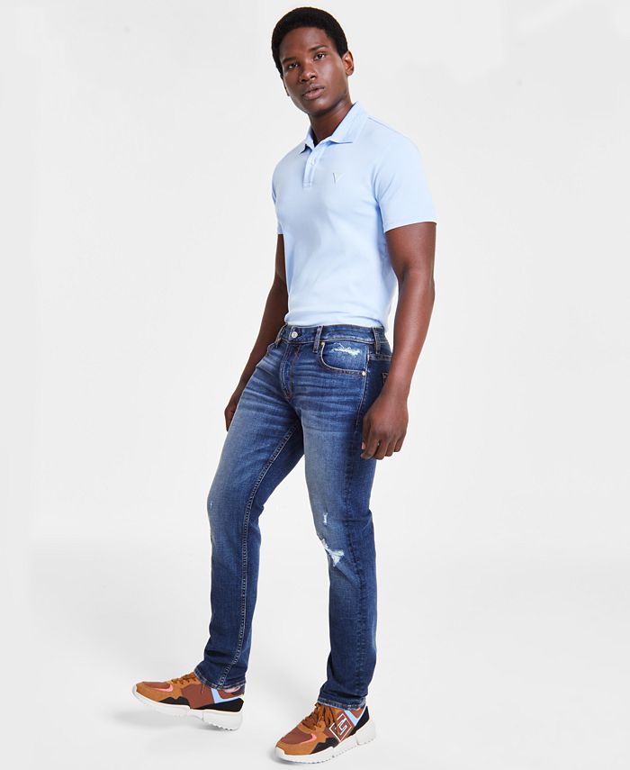 GUESS Men's Destroyed Slim Tapered Fit Jeans - Macy's