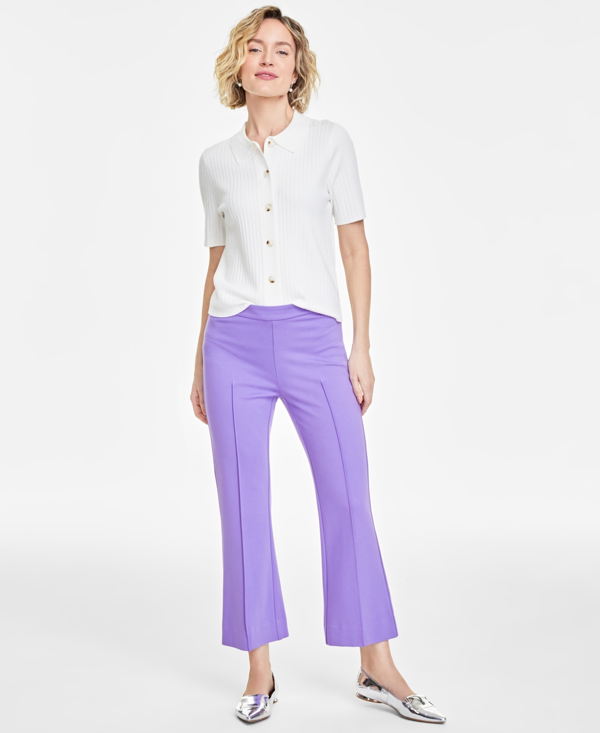 Women's Ponte Kick-Flare Ankle Pants, Regular and Short Lengths, Created for Macy's - Jazzy Pink