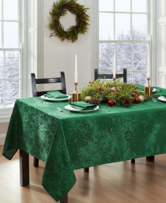 Elrene Poinsettia Elegance Damask Collection In Green