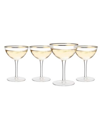 Gold Rim Coupe Glasses, Set of 4