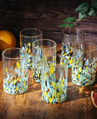 Hand Blown Mexican Drinking Glasses, Set of 6 