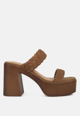 Misaki Womens Woven Suede Strap Platform Sandals