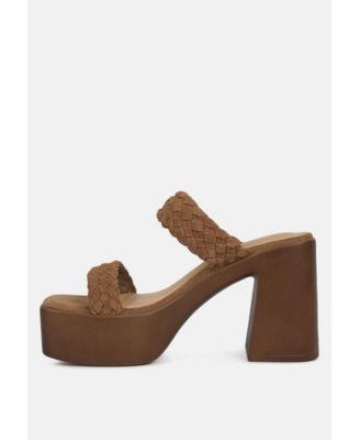 Misaki Womens Woven Suede Strap Platform Sandals