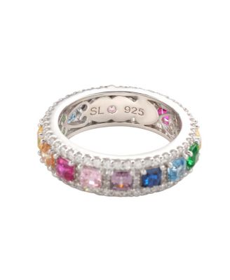 Suzy Levian Sterling Cubic Zirconia Modern Eternity Band Ring