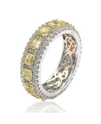 Suzy Levian Sterling Silver Sapphire & Created White Sapphire Modern Eternity Band