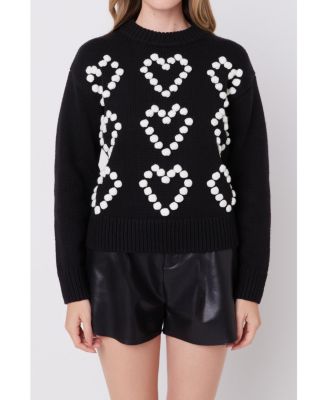 Women's Heart Pom Sweater