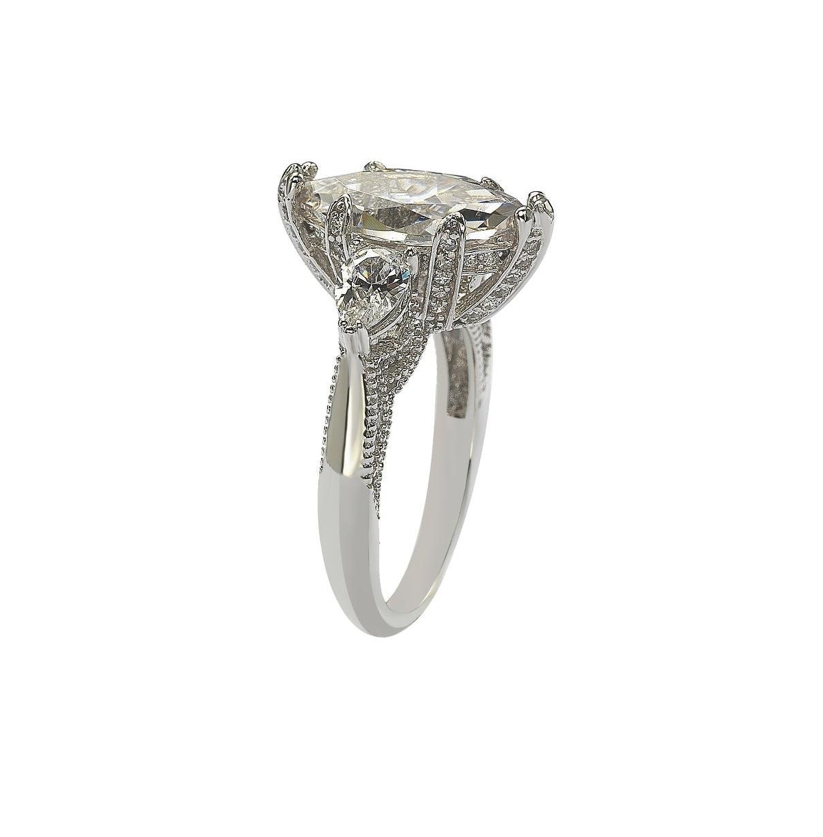 Suzy Levian New York Suzy Levian SterlingMarquise Cubic Zirconia Center Stone Ring - Silver