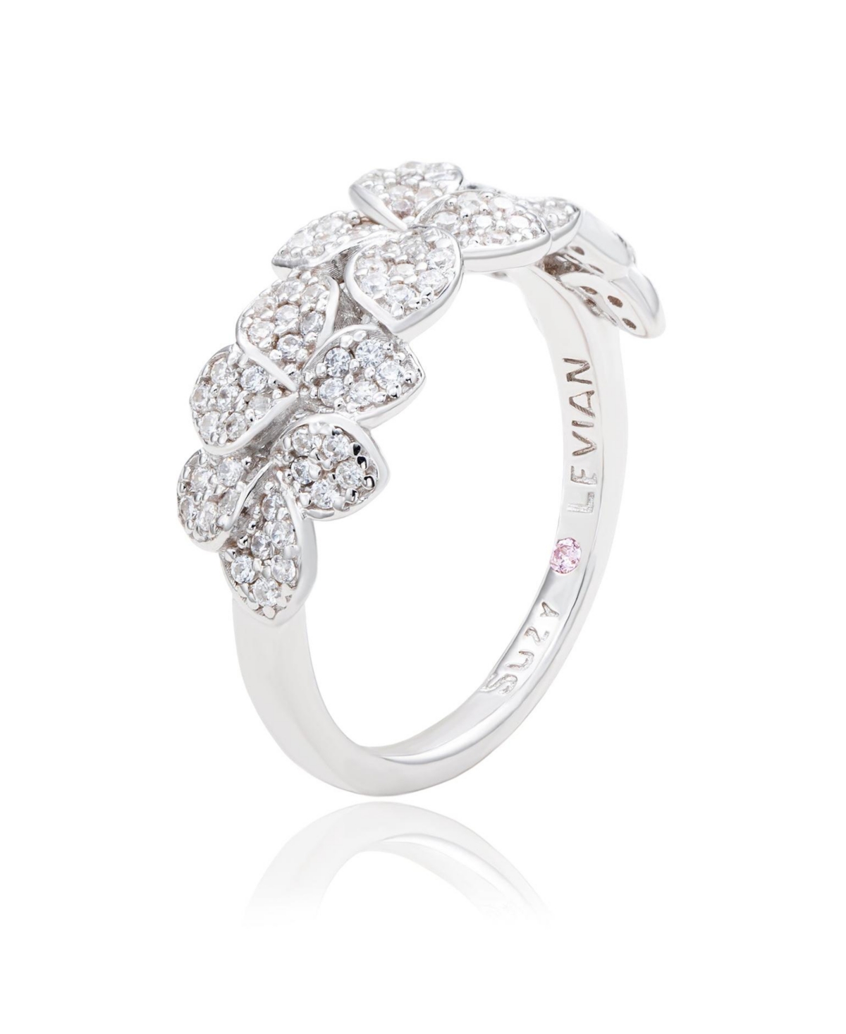 Suzy Levian New York Suzy Levian SterlingCubic Zirconia Multi Flower Band Ring - Silver