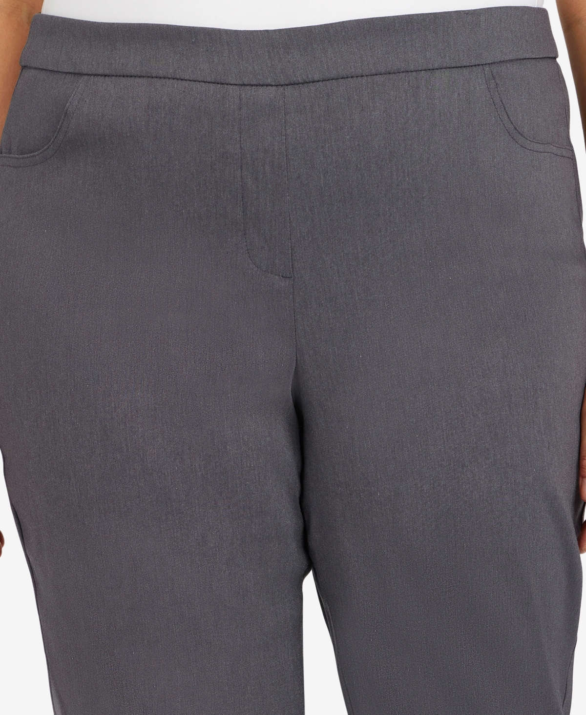 Alfred Dunner Plus Size Classic Allure Tummy Control Pull-on Short Length Pants In Grey