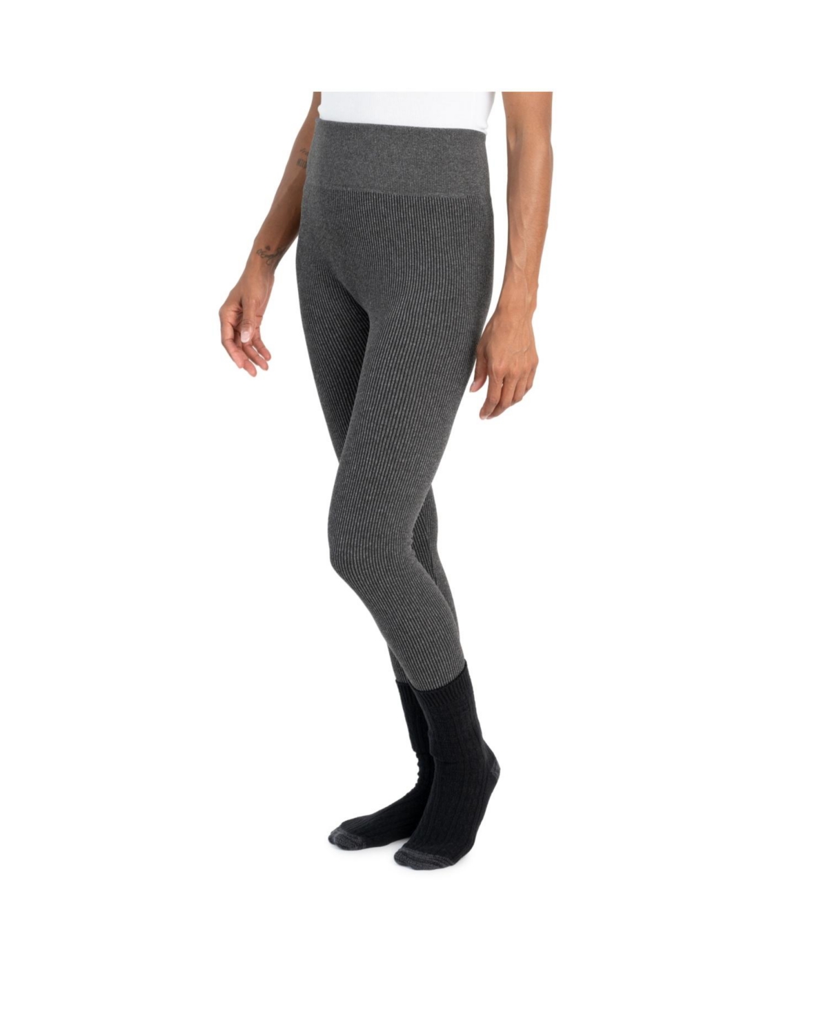 Muk Luks Women's Fleece Lined Legging and Sock Set -ebony