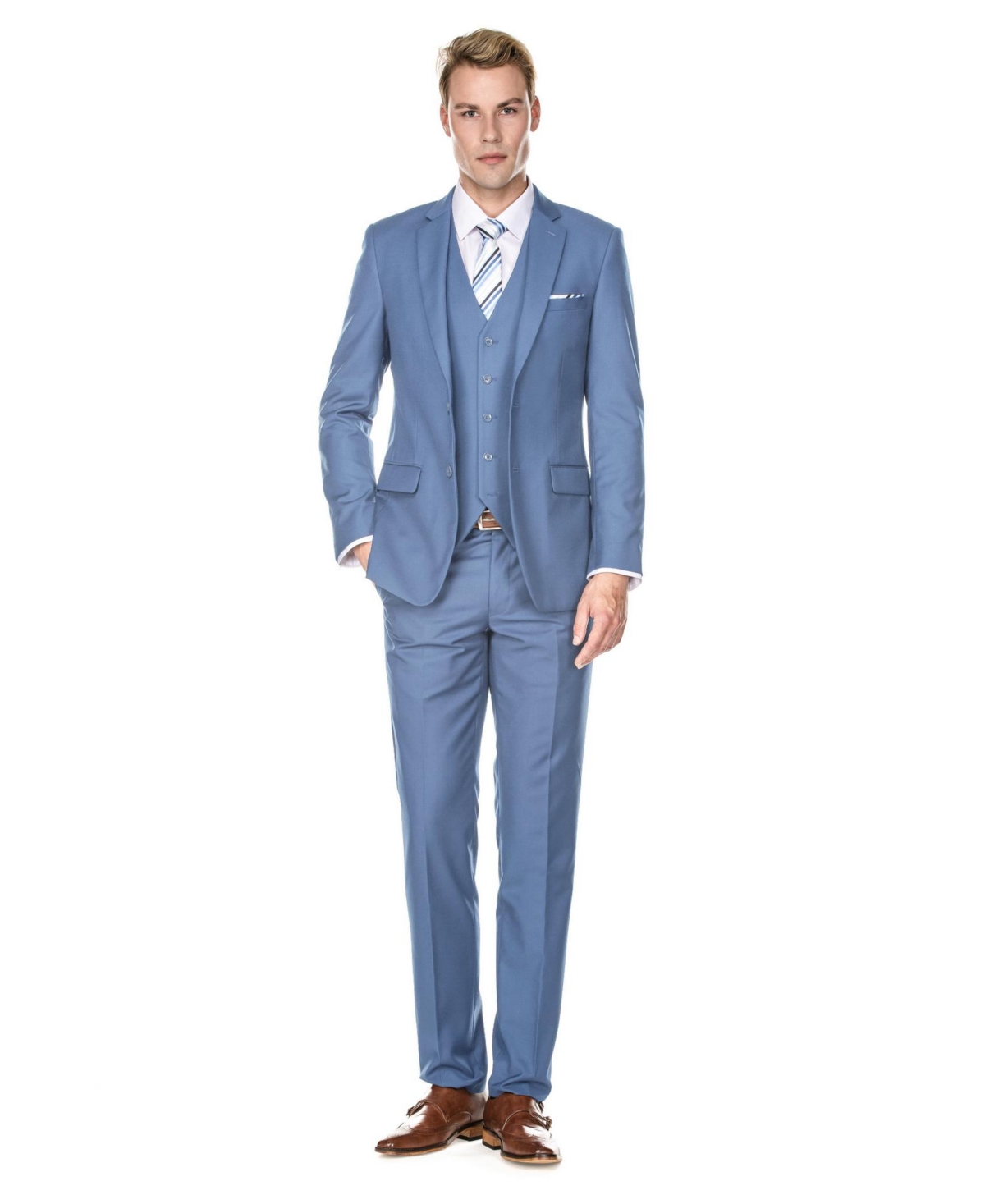 Men's 3-Piece Premium Vested 3-Piece Slim Fit Suit - Burgundy
