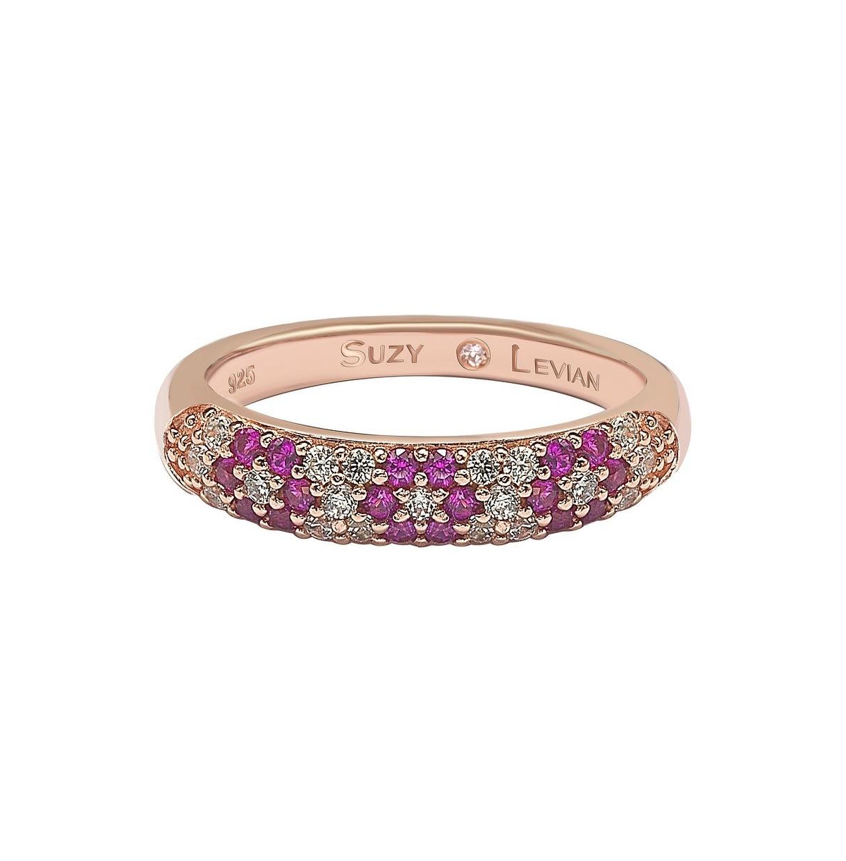 Suzy Levian New York Suzy Levian Sterling Silver Floral Cubic Zirconia Half Band Ring