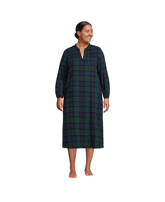 Lands' End Women's Plus Size Long Sleeve Flannel Nightgown - Macy's