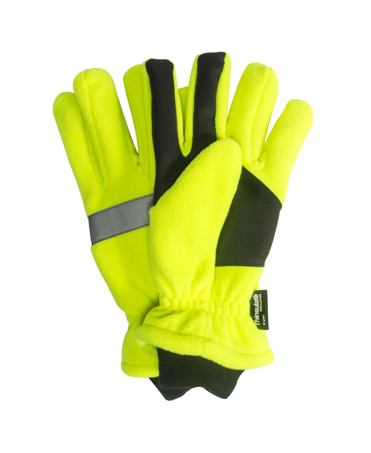 Men's High Vis Waterproof Fleece Gloves, High Vis Green - Bright Green