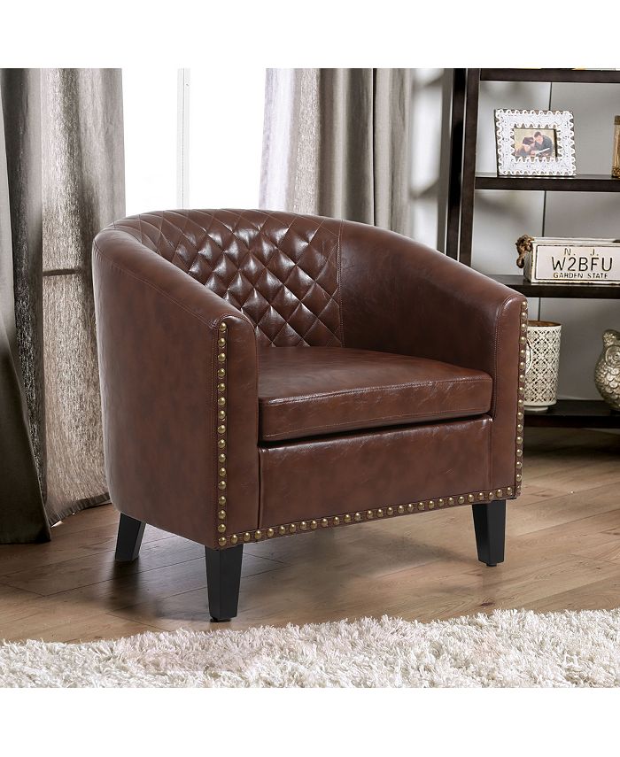 Simplie Fun accent Barrel chair living room chair with nailhead and ...