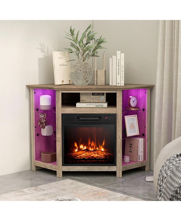 Costway Fireplace TV Stand with Led Lights & 18'' Electric Fireplace for Tvs up to 50'' Macy's