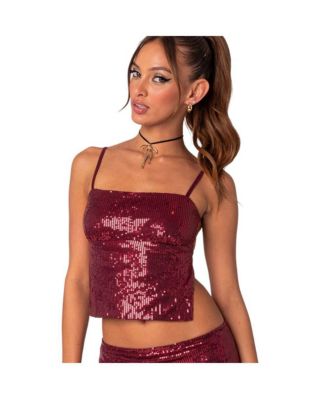 macy's black sequin top