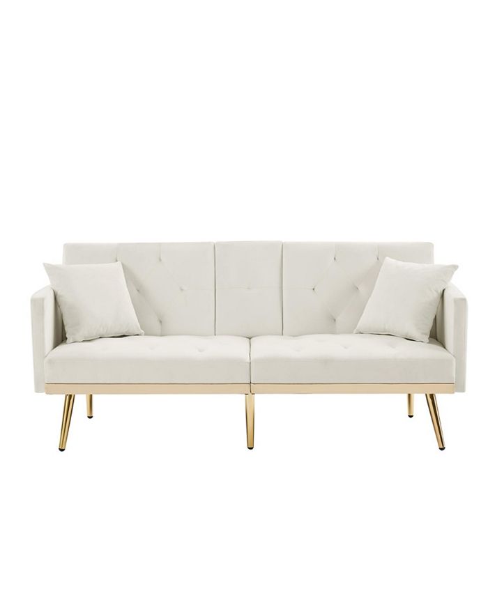 Simplie Fun Cream White VELVET SOFA BED Macy's
