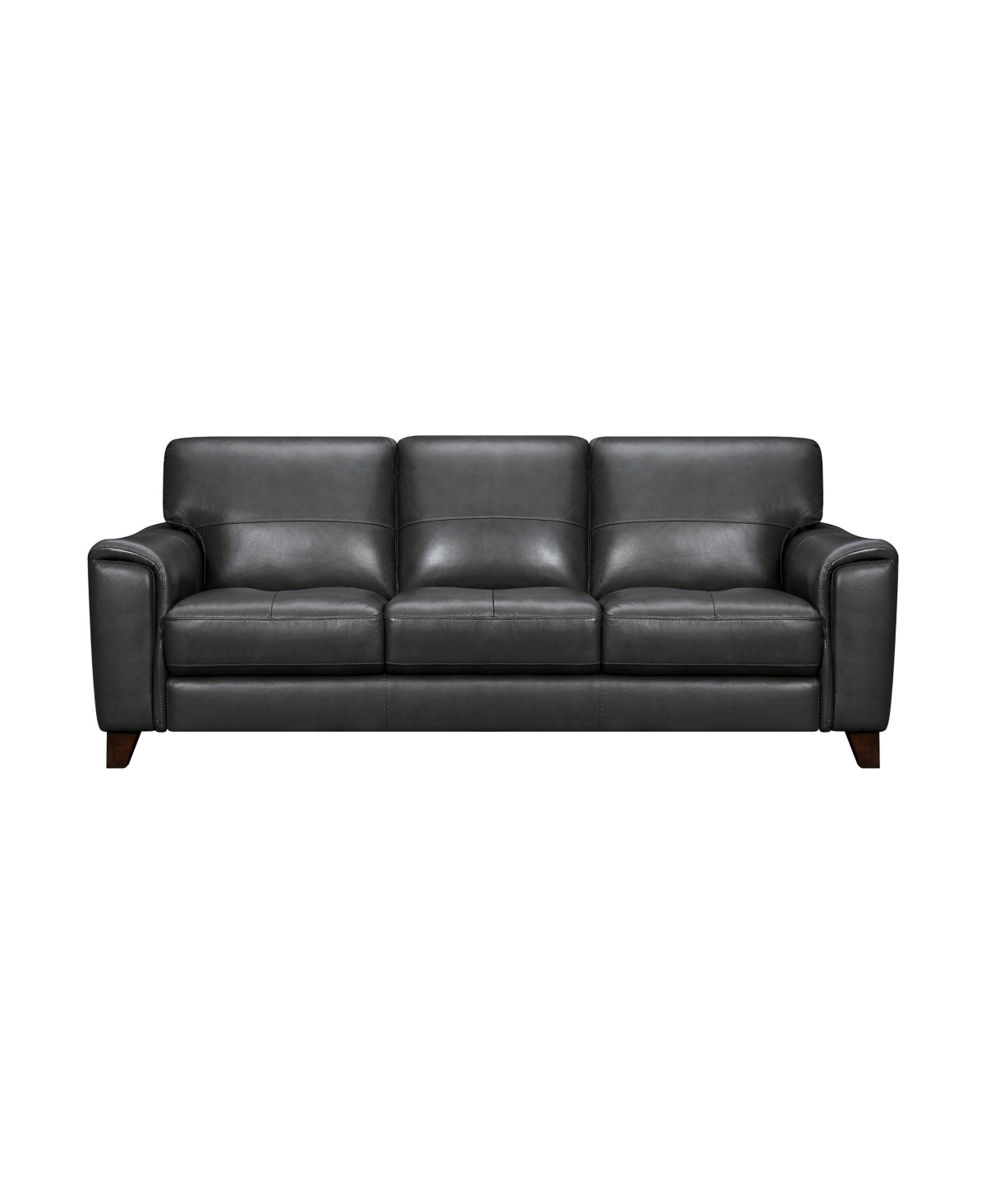 Armen Living Bergen 88" Genuine Leather Square Arm Sofa In Pewter