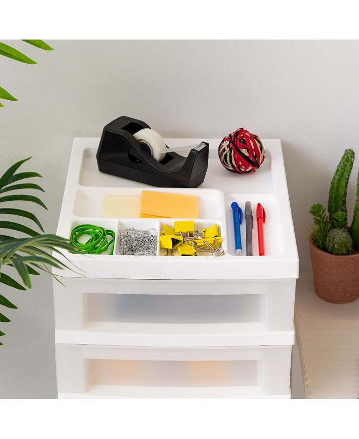 IRIS USA 6Drawer Storage Cart with Organizer Top, White/Pearl Macy's