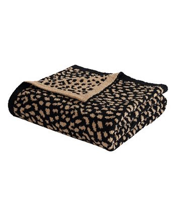 JUICY COUTURE Juicy Leopard Jacquard Brown 50 in. 70 in. Plush Feather Knit  Throw Blanket JYW021917 - The Home Depot