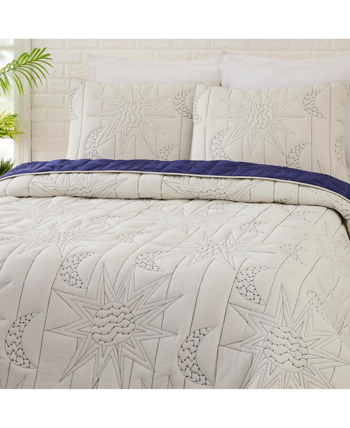 Justina Blakeney Sun Moon Cotton 2-pc Quilt Set, Twin In Natural