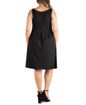 Plus Size Midi Fit and Flare Pocket Dress
