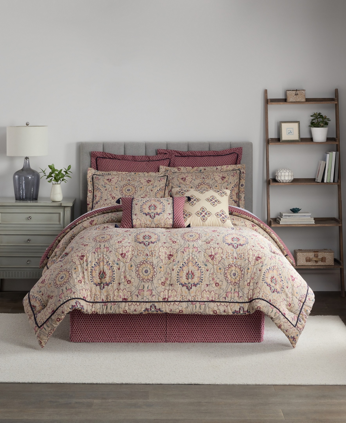 Waverly Castleford Damask 4-pc Comforter Set, Queen In Jewel