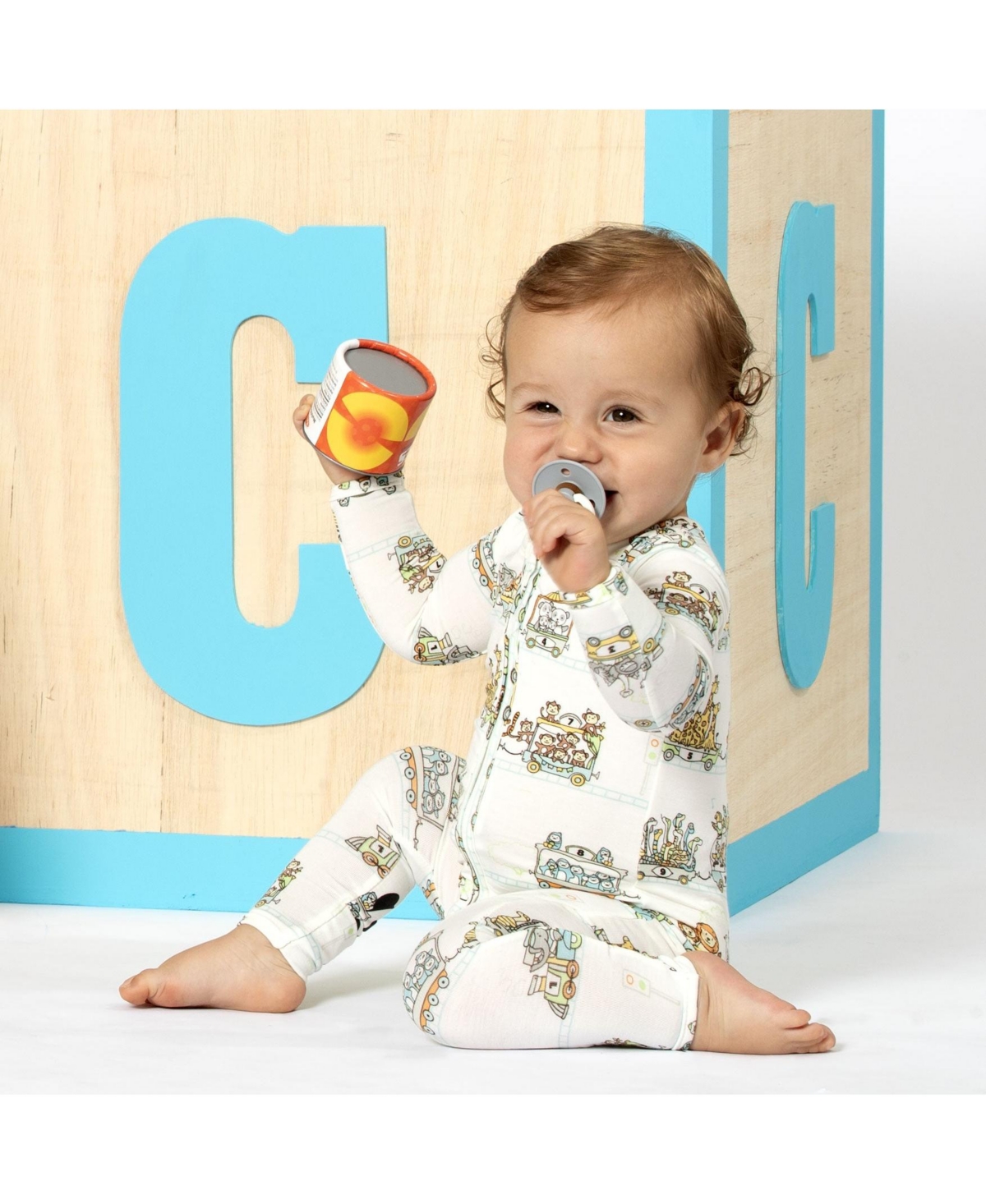 Bellabu Bear Unisex BabyConvertible Footie Pajama - Zoo train