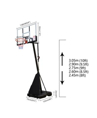 7.5ft - 10ft Height-Adjustable Portable Basketball Hoop