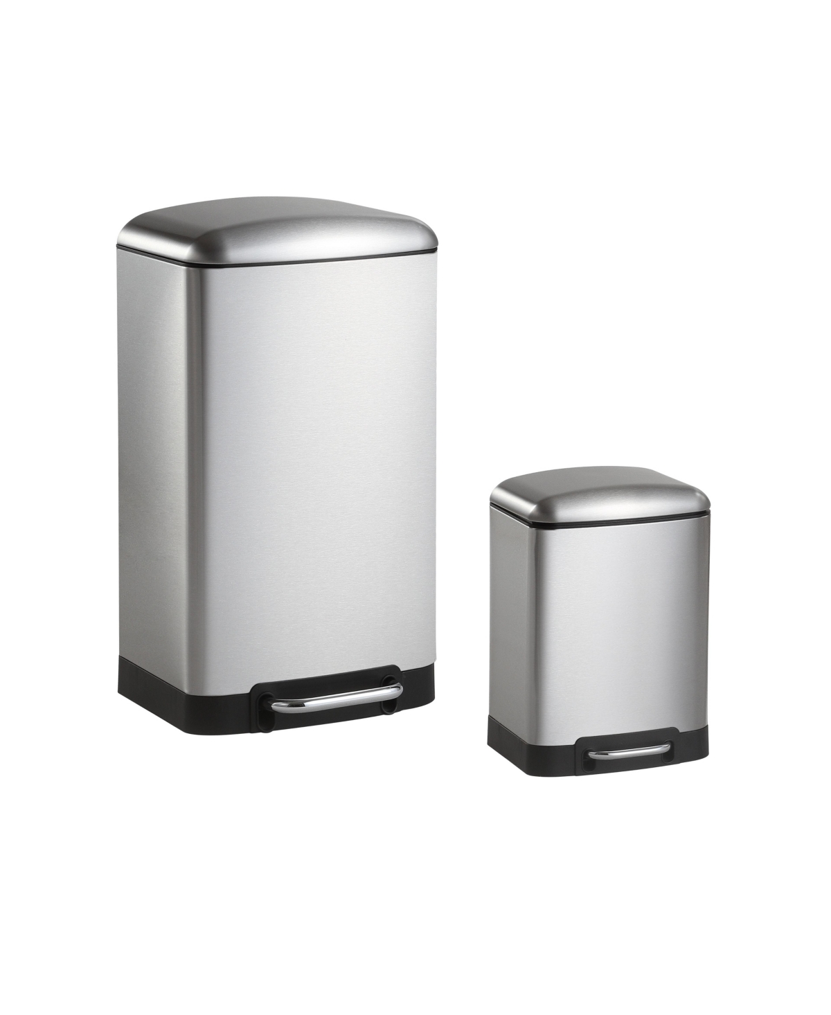 Ashley Rectangular Trash Can with Soft-Close Lid with Mini Trash Can - Stainless steel
