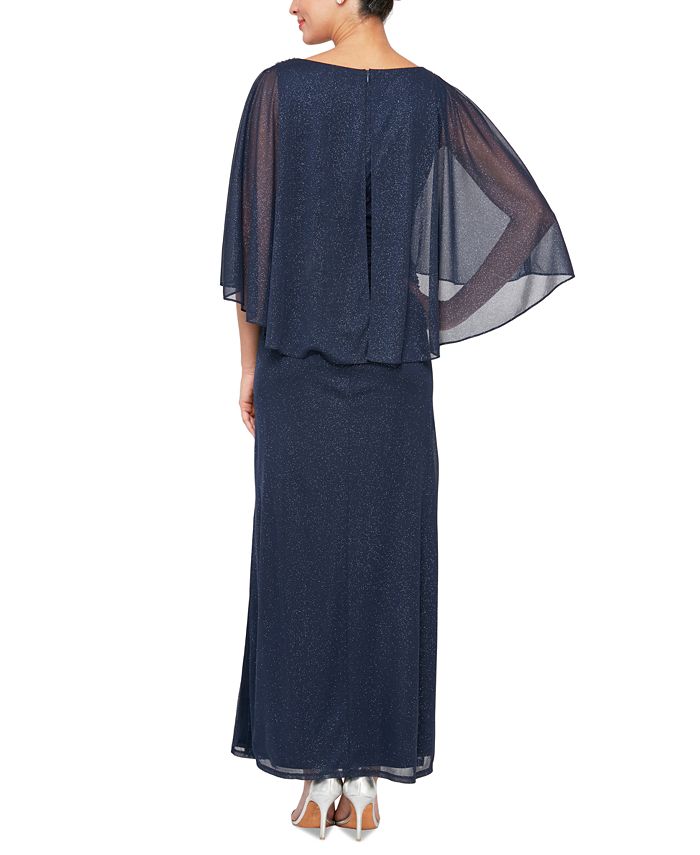 SL Fashions Women's Metallic Flutter-Sleeve Tiered Midi Dress - Macy's