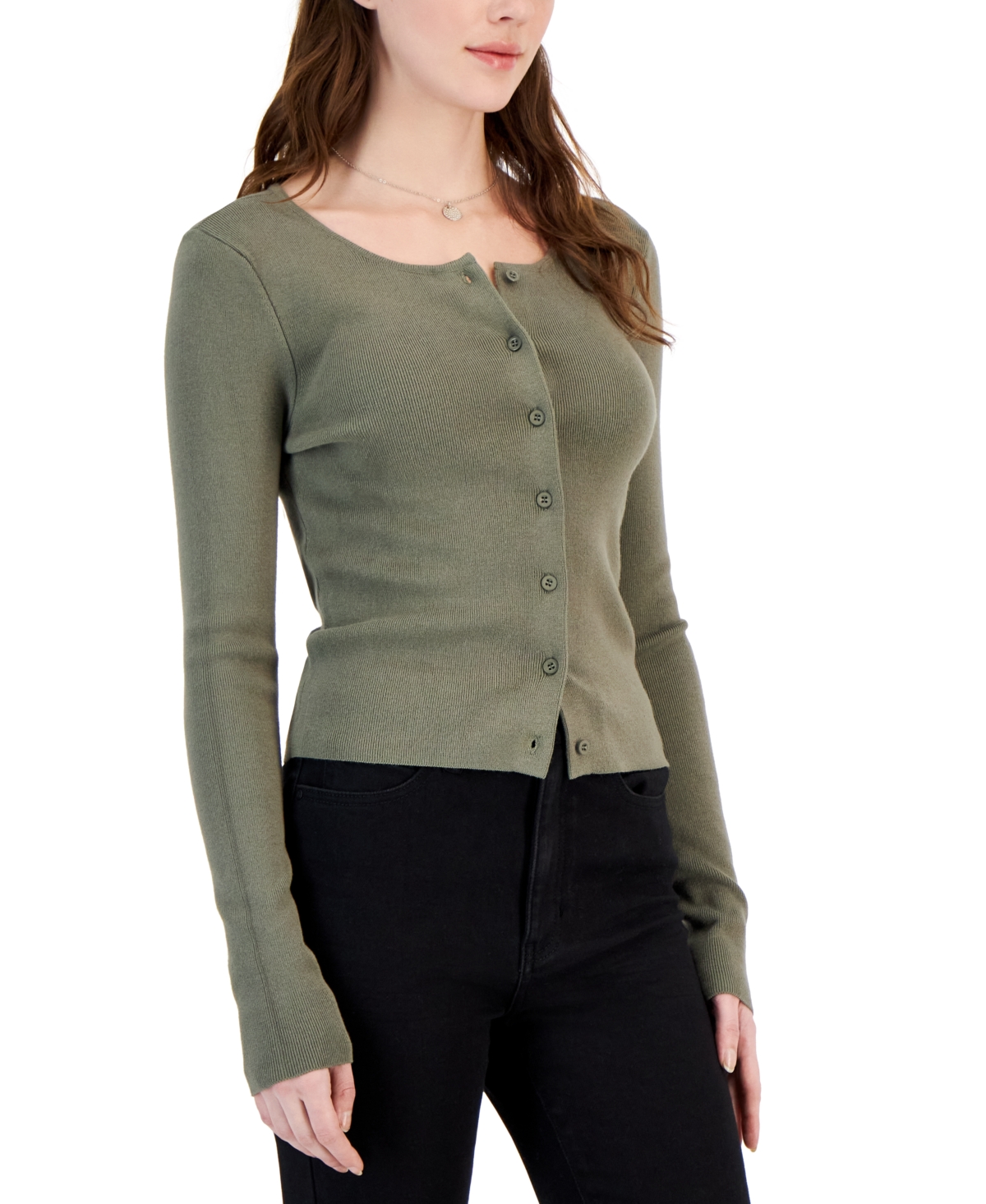 And Now This Women's Ribbed Cardigan In Crushed Oregano