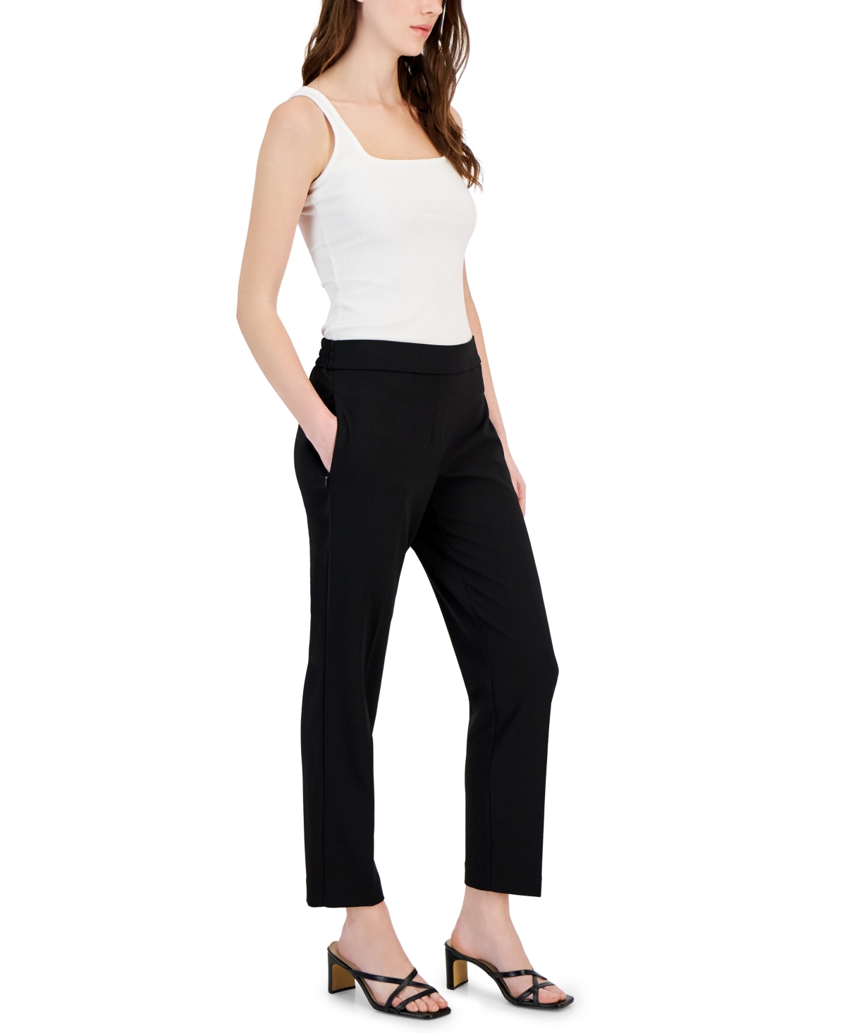 T Tahari Women's Pull-On Slim Crepe Ankle Pants